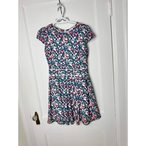 Molly Bracken Dresses & Skirts - Molly Bracken Dress Women's Small Floral Colorful Navy Blue Short Sleeve Mini